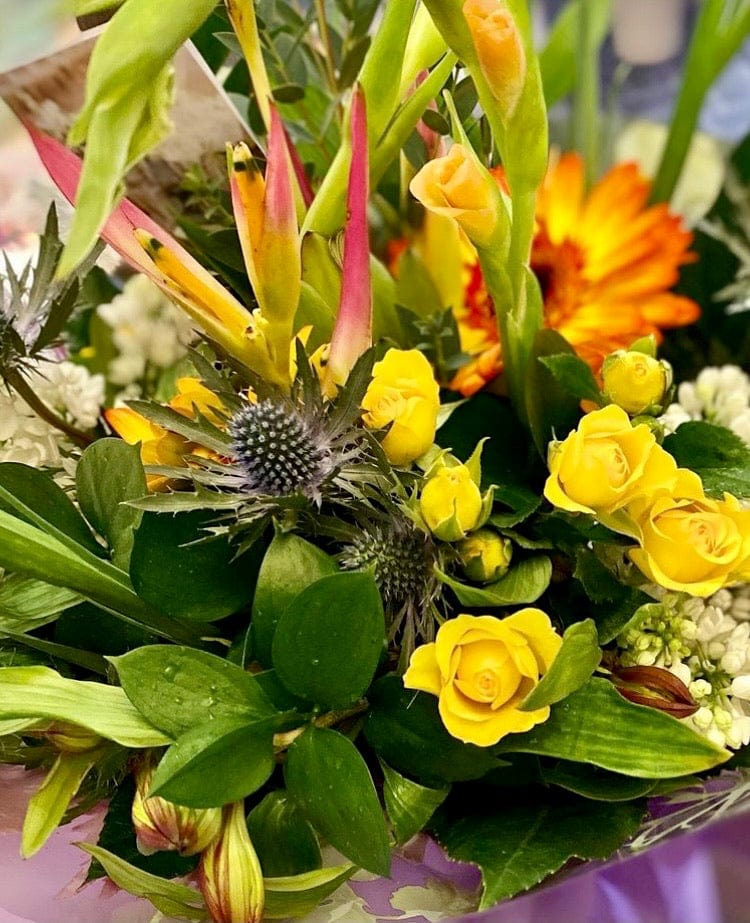 Easter Seasonal Yellow Fresh Flower Bouquet & Chocolate Egg - Strelitzia's Floristry & Irish Craft Shop