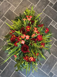 Funeral Wreath - Red and blush. - Strelitzia's Floristry & Irish Craft Shop