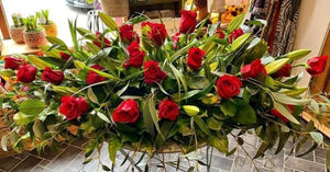 Casket Wreath of Red Roses - Strelitzia's Floristry & Irish Craft Shop