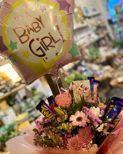 “New Baby” Balloon, Chocolate, Soft Toy & Fresh Flower Bouquets - Strelitzia's Floristry & Irish Craft Shop