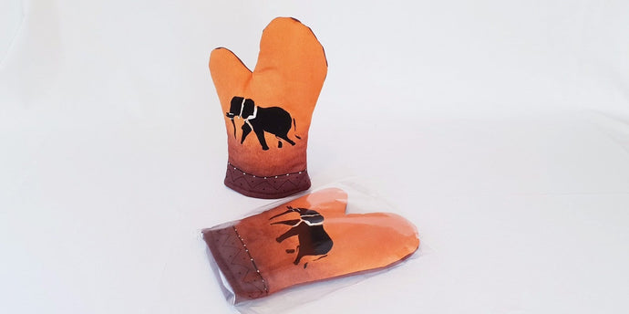 Elephant style Hand painted Oven gloves - Pair (Set of 2) - Strelitzia's Floristry & Irish Craft Shop