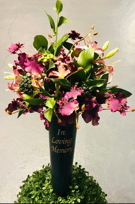 “In Loving Memory” - Graveside Floral Display (Dusky Pinks and Green) - Strelitzia's Floristry & Irish Craft Shop