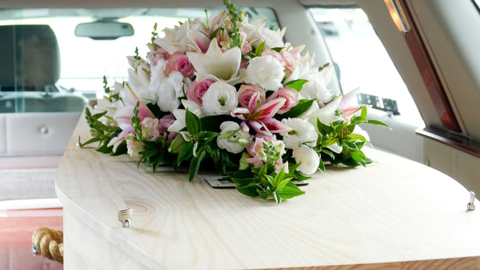 Casket Wreath of Whites & Pinks - Strelitzia's Floristry & Irish Craft Shop
