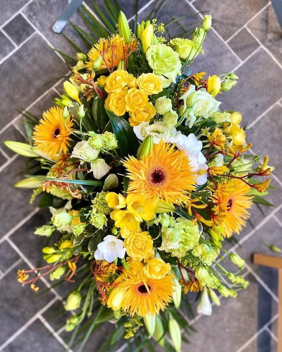 Funeral Wreath - Yellow - Strelitzia's Floristry & Irish Craft Shop